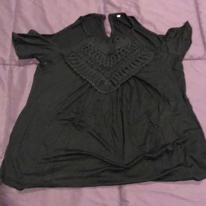 Black and lace cold shoulder tee